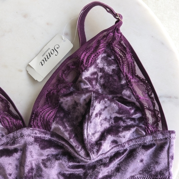 NWT Soma Women's Size M Purple Velvet Illusion Bralette - Picture 10 of 13